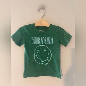 $11 ADD ON Kids Nirvana tee 4T green smiley cotton‎ on kids band tee